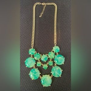 Lucky Brand Green & Gold Statement Necklace